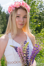 Horny girl with flowers 01