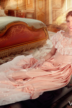 Pink Period Dress in an Ornate Bridgerton Parody Bedroom - photo 2
