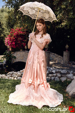 Pink Period Dress in an Ornate Bridgerton Parody Bedroom - photo 3