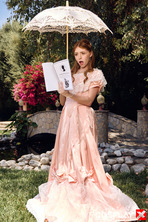 Pink Period Dress in an Ornate Bridgerton Parody Bedroom - photo 6