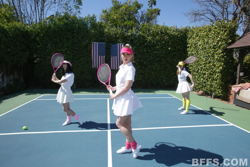 Getting a tennis lesson from a stud  08
