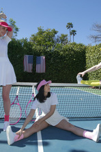 Getting a tennis lesson from a stud  07