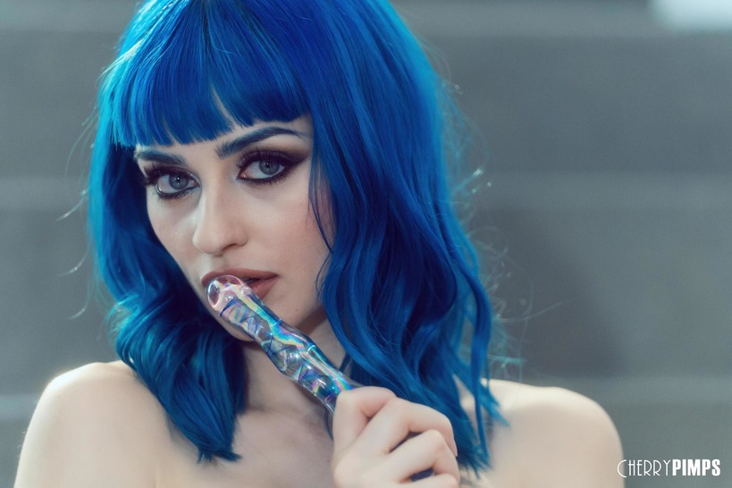 Blue-Haired and Blonde Pair in an Explicit Lesbian Set photo 16