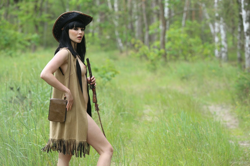 Cowgirl Hat Nude in a Green Meadow photo 4