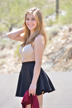 Red Crop Top on a Quiet Sunlit Road - photo 8
