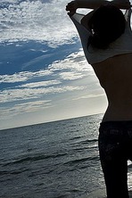 Horny Asian Girl Misako posing on the beach 10