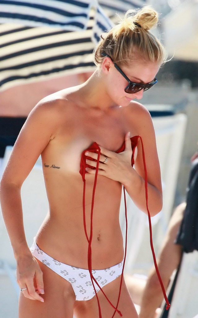Selena Weber In A Tiny Red Bikini 00
