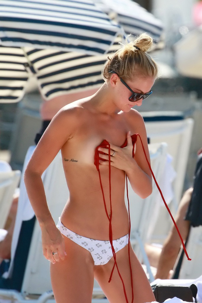 Selena Weber In A Tiny Red Bikini 01