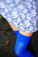 Dressed in electric blue stockings 01