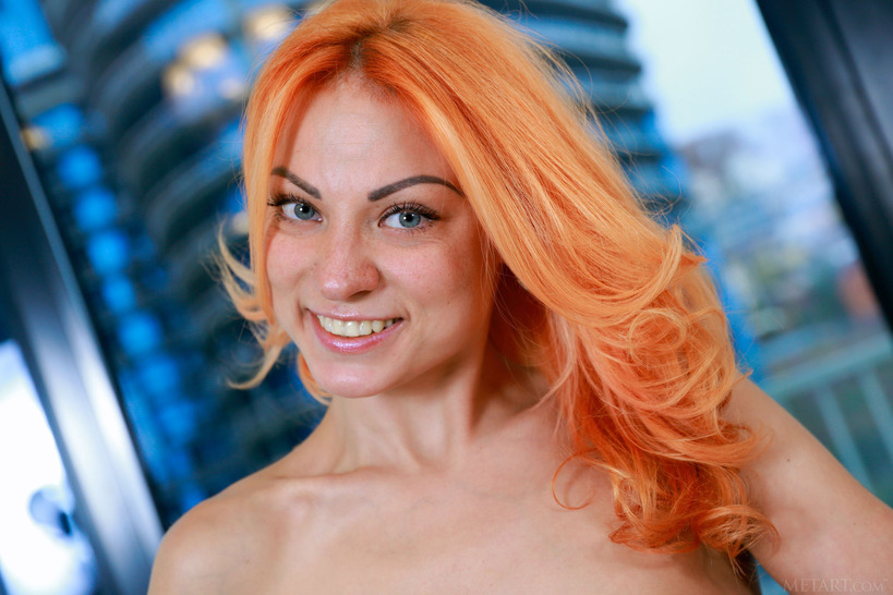 Beatrice Against City Windows in a Redhead Rear-Focused Set photo 20