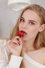 Gorgeous Blonde Ellie Is Sweeter Than The Strawberries She's Sampling, And Twice As Delicious. 01