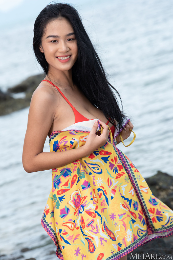 Kahlisa Boonyasak in a Red Bikini on Paradise Beach photo 4