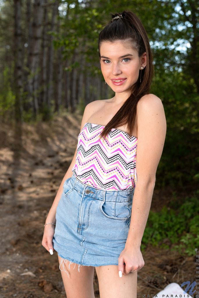 Denim Shorts and Bare Outdoor Rear Views in the Woods photo 3