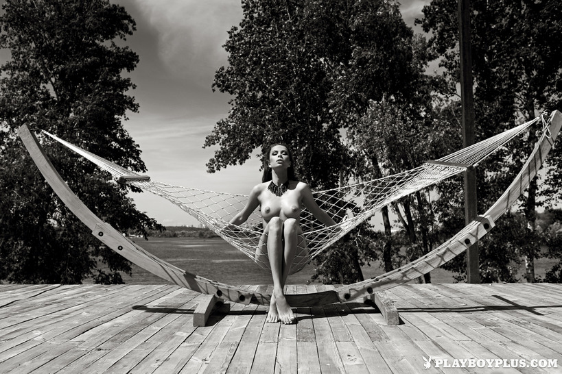 Svitlana Chumachenko in a Poolside Black-and-White Nude Study photo 10