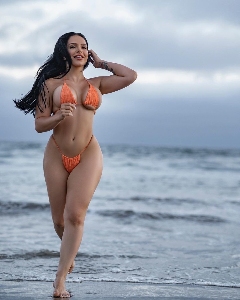 Anjy Shamo in a Yellow Bikini on a Windy Beach photo 16