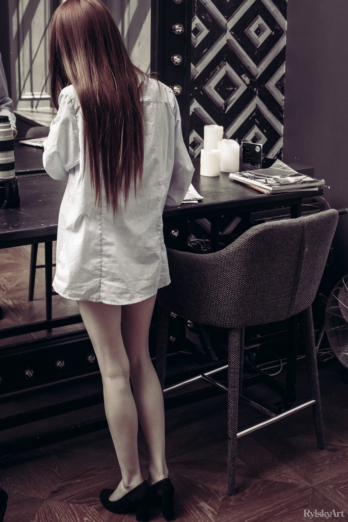 Red-Haired Nude Portraits by a Tall Window and Patterned Wall photo 19
