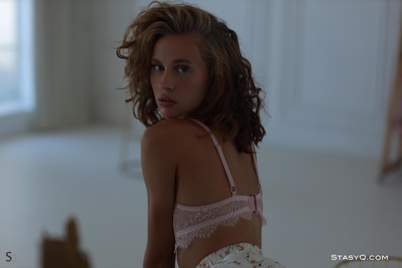 Gwen in White Lingerie from Balcony Rail to Sofa photo 1