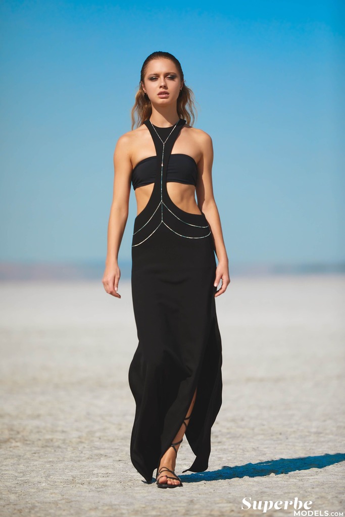 Black Cutout Dress on a Sun-Bleached Shore photo 2