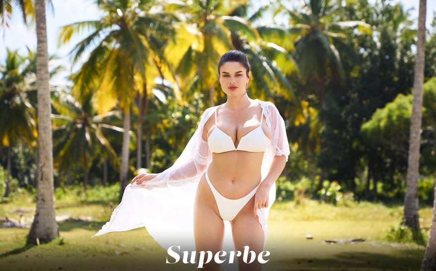 Caribbean Soul in a White Bikini by a Blue Pool photo 4