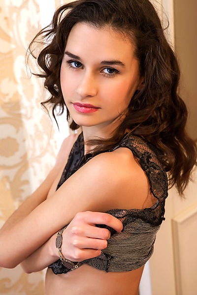 Black Lace and Sheer Fabric in an Ornate Indoor Nude Set