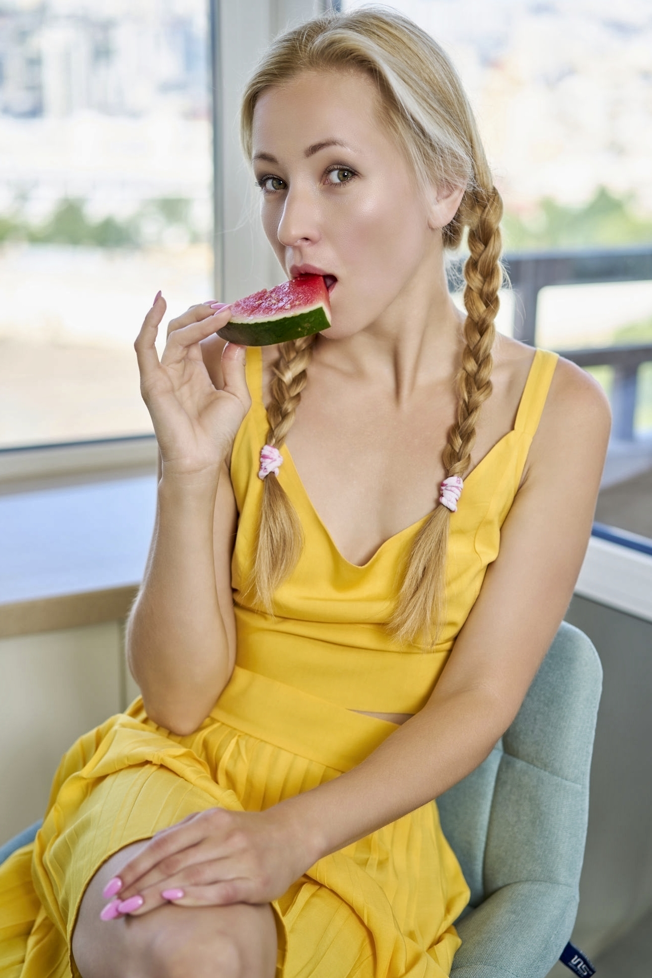 Sati Sol with Watermelon in a Sunny Yellow Window Set