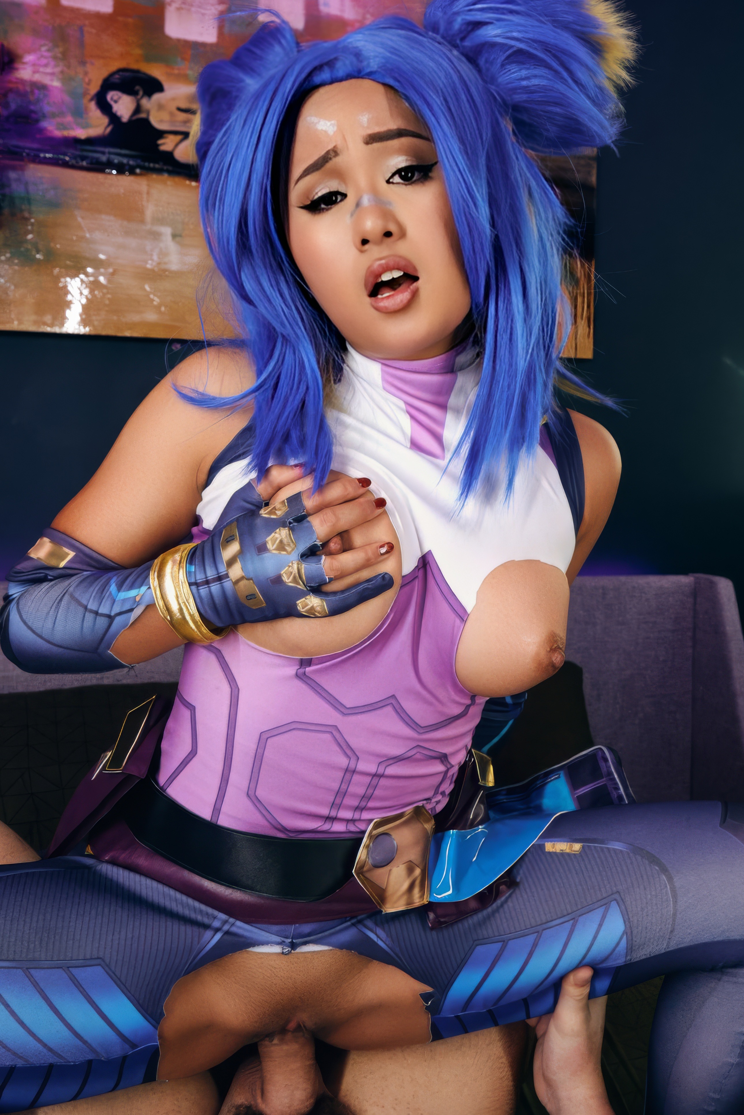 Neon Cosplay in a Cyberpunk Bedroom Set